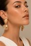 Icon Series Women's Gold Color Beige and Cream Detailed Vintage Style Glamorous Bohemian Dangle Earrings - Dangle Charm Earrings - 8