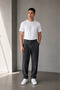 Men's Anthracite Baggy Fit Pleated Fabric Trousers