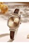 Women’s Quartz Watch Leather Strap Square Dial with Rhinestone Detailing Waterproof Elegant Analog Wristwatch Ideal Gift for Ladies - 2