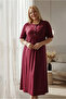 Women's Plus Size Lace Detailed 4-Button Cotton Mother's Nightgown - 4