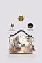 Women's Genuine Leather Flap Mini Shoulder Bag with Card Holder and Keychain Compartment, Small Size