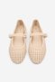 Women's Round Toe Hand Knitted Mary Jane Strappy Ballerinas Danela Beige - 7