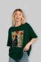 For the Sake of Cats 82 Front Cat Printed Green Oversize T-Shirt 100% Cotton Unisex Cat Lover Premium Design - 4
