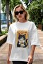 For the Love of Cats 100 Front Cat Printed White Oversize T-Shirt 100% Cotton Unisex Cat Lover Premium Design - 5