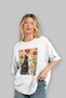 For the Love of Cats 82 Front Cat Printed White Oversize T-Shirt 100% Cotton Unisex Cat Lover Premium Design - 4