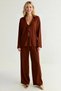 Women's Plus Size Oversize Shirt Collar Tie Blouse Wide Leg Pants Set Crinkle Woven Comfortable - 4