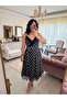 Lace Detailed Polka Dot Patterned Belted Tulle Midi Dress - 4