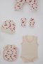 Baby Girl Hospital Release Set of 8, Love Themed, Heart Patterned, 0-3 Months, Cream - 6