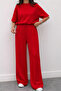 Women's Red Modal Fabric Short Sleeve Tracksuit Set 3081