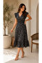 Women's Elastic Waist Floral Patterned Summer Midi Dress