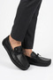Men's Black Genuine Leather Driver Loafer Driving Shoes Laceless Casual Moccasins - 7