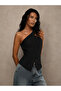 Elysia Black One-Shoulder Button Detailed Vest Blouse Stylish Women's Top - 2