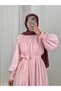 Aypare Voile Dress with Gathered Chest and Sleeves-Pa9887 Pink - 2