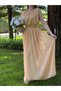 Salmon Belted Pleated Crew Neck Maxi Chiffon Dress - 7