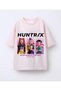 Kpop Rumi Huntrix Demon Slayers Printed T-Shirt + Purple Balloon Skirt +Rumi Purple Glitter Hair +Face Gem+Hair Powder Set Party Birthday - 4