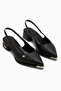 Norah Black Elastic Short Heeled Women's Shoes - 3