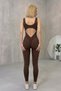 Women's Hip Gathered Low Waist Sports Leggings Jumpsuit Scrunch Butt - 5
