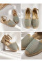 Women's Stoned Straw Espadrille Sandals with Ankle Strap Ballerinas - 8