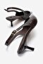 Women's Patent Leather Crocodile Patterned Pointed Toe 5 Cm. Low Heel Slingback Shoes - 4