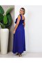 Women's Strappy Deep V-Neck Slit Long Dress - 3