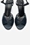 Danica Navy Blue Leather Thin Strap Women's Heeled Shoes - 2