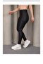 Black Women's Geometry Patterned Diving Fabric Leggings – High Waist, Tummy Control