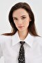 Women's Safety Pin Detailed Adjustable Design Tie Standard Black - 2