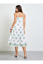 Cream Floral Strappy Tiered Midi Dress - 6