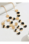 Gold Tone Geometric Disc Necklace with Earrings Set - 5
