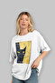 For the Sake of Cat Love 73 Front Cat Printed White Oversize T-Shirt 100% Cotton Unisex Cat Lover Premium Design - 4