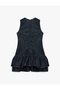 Cotton Comfortable Fit Sleeveless Crew Neck Layered Mini Jean Dress - 3