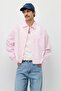 Linen Boxy Fit Crop Shirt Pink