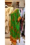 Bohemian Style Geometric Patterned, V-Neck, Short Sleeve Resort Dress - Green/Orange - 2
