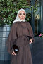 Brown Sleeve Collar Detailed Skirt Suit - 4