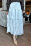 Ecru Layered Chiffon Skirt with Elastic Waist