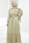 Mint Green Floral Bronched Chiffon Dress - 3