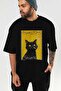 For the Love of Cats 29 Front Cat Printed Black Oversize T-Shirt 100% Cotton Unisex Cat Lover Premium Design - 7