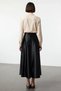 Women's Maxi Skirt High Waist A-Line Cut Satin Textured Elastic Waist Unlined Comfortable Casual Modern - 5