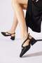 Gorlan black glitter women's heeled shoes with criss-cross straps - 2