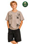 Men's Basic Short Sleeve 100% Cotton Printed T-Shirt with Embroidery Detail, Cool and Comfortable Beige T-Shirt