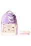 حقيبة ظهر مدرسية وحامل أقلام من K Pop Lilac للفتيات مع إكسسوارات على شكل دب من القطيفة - SETCC-C4104C - 2