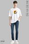Unisex Crew Neck Snoopy Sunflower Printed Cotton Oversize Short Sleeve T-Shirt - 4