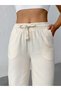 Women's High Waist Palazzo Wide Leg Linen Trousers - 3