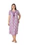 Women's Plus Size Elegant Collar Lace and String Detailed Ring Viscose Short Sleeve Nightgown (Mother's Nightgown)