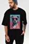 For Dog Lovers 46 Front Dog Printed Black Oversize T-Shirt 100% Cotton Unisex Dog Lover Premium Design - 7