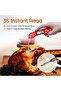 Digital Meat Thermometer, Instant Read Food Thermometer with Backlight LCD Screen, Foldable Long Probe (Red) - 2