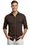 Brown Slim Fit Knitted Fabric Lycra Men's Shirt – Breathable, Flexible, and Modern Design 2602604