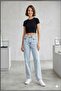 Snow Wash High Waist Tube Leg Jeans