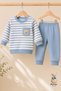 Boy's - Baby Set - Striped Seasonal Top and Bottom Set with Teddy Bear Pocket - 6