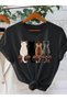 Side-By-Side Cat Print Premium Oversize T-Shirt for Women